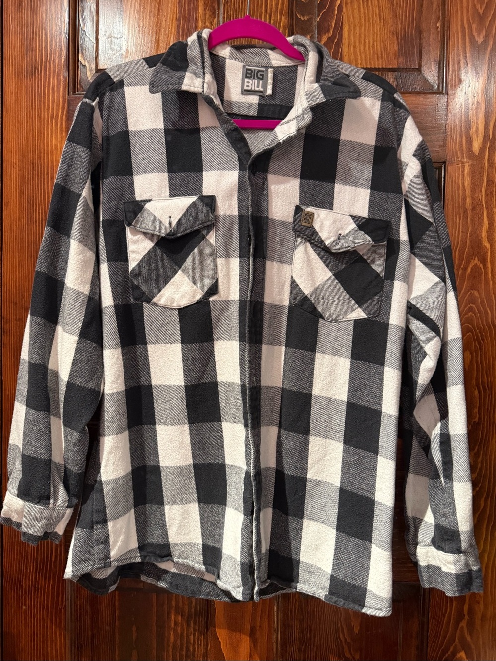 Big Bill Men's Black & White Plaid Flannel Shirt Jacket